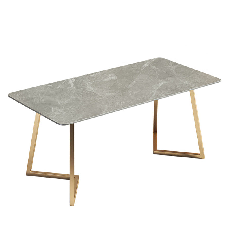 Modern White with Marble Counter Table Rectangle Dining Table for Kitchen Gray 70.9"L x 35.4"W x 29.5"H Without Chairs Clearhalo 'Dining Tables & Seating' 'Dining Tables' 'dining_table' 'furn' 'furn_dining_table' 'Furniture' 'Kitchen & Dining Furniture' 5191912