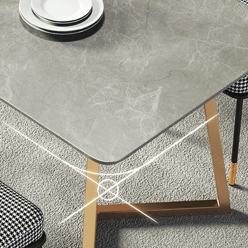 Modern White with Marble Counter Table Rectangle Dining Table for Kitchen Clearhalo 'Dining Tables & Seating' 'Dining Tables' 'dining_table' 'furn' 'furn_dining_table' 'Furniture' 'Kitchen & Dining Furniture' 5191913