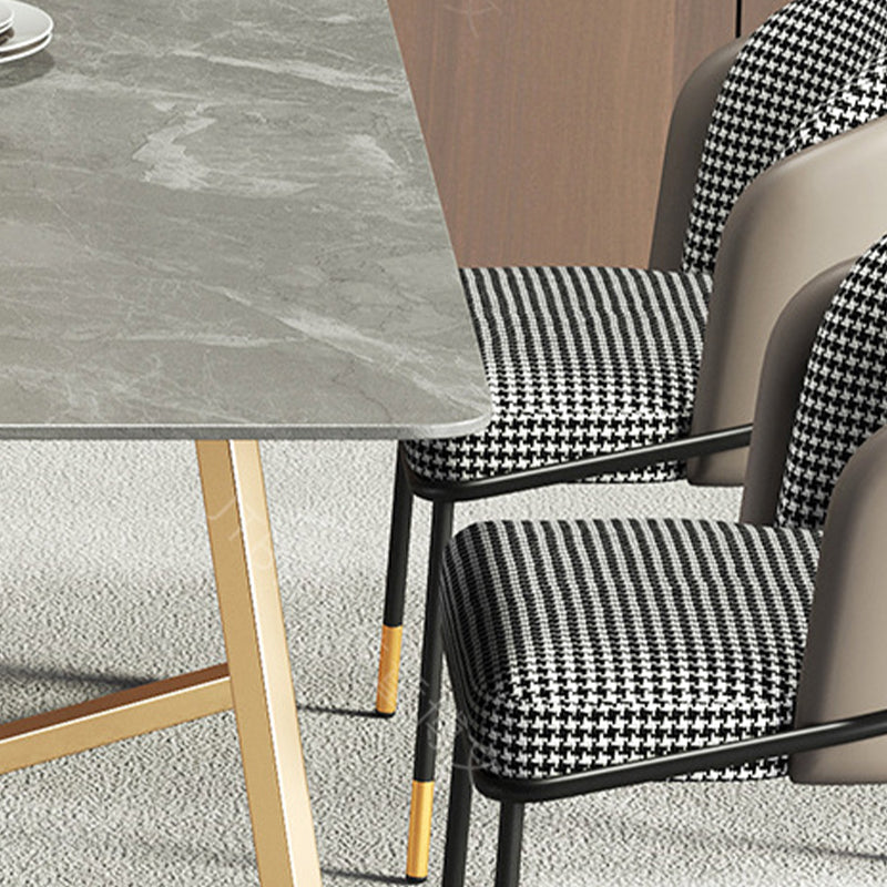 Modern White with Marble Counter Table Rectangle Dining Table for Kitchen Clearhalo 'Dining Tables & Seating' 'Dining Tables' 'dining_table' 'furn' 'furn_dining_table' 'Furniture' 'Kitchen & Dining Furniture' 5191915