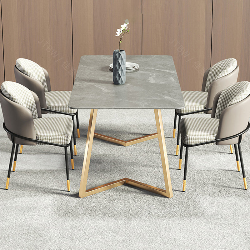 Modern White with Marble Counter Table Rectangle Dining Table for Kitchen Clearhalo 'Dining Tables & Seating' 'Dining Tables' 'dining_table' 'furn' 'furn_dining_table' 'Furniture' 'Kitchen & Dining Furniture' 5191917