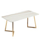 Modern White with Marble Counter Table Rectangle Dining Table for Kitchen White Gold Without Chairs Clearhalo 'Dining Tables & Seating' 'Dining Tables' 'dining_table' 'furn' 'furn_dining_table' 'Furniture' 'Kitchen & Dining Furniture' 5191918