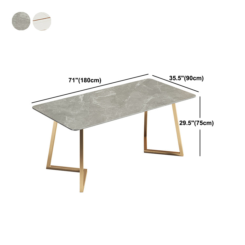 Modern White with Marble Counter Table Rectangle Dining Table for Kitchen Clearhalo 'Dining Tables & Seating' 'Dining Tables' 'dining_table' 'furn' 'furn_dining_table' 'Furniture' 'Kitchen & Dining Furniture' 5191920