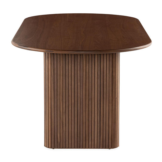 Mesa de comedor superior de madera sólida Mesa ovalada moderna con doble pedestal para cocina