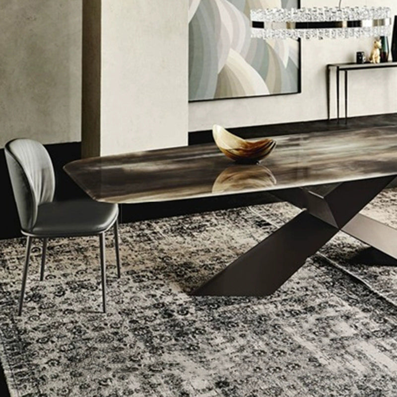 Moderne stijl metalen eetkamerstoel faux lederen armloze eetkamerstoel voor thuisgebruik