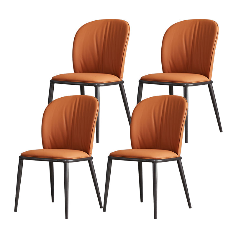 Sedia da pranzo in metallo in stile moderno in vetro sedia da pranzo senza braccio in pelle per uso domestico