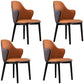 Contemporary Leather Dining Chairs Arm Solid Back Chairs for Kitchen