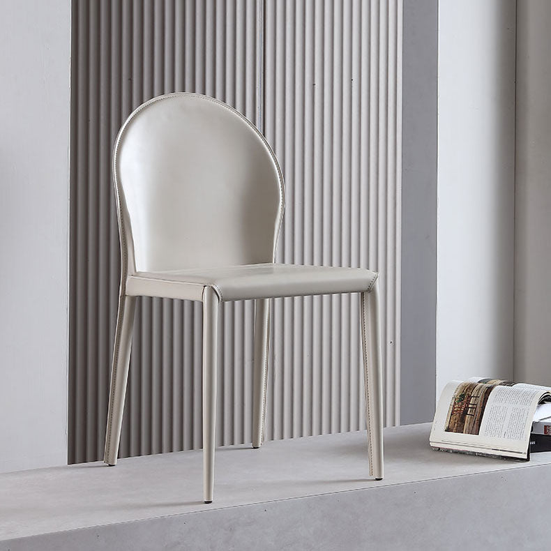 Minimalistische stijl stevige rugarmloze eetkamerstoel lederen eetkamerstoelen