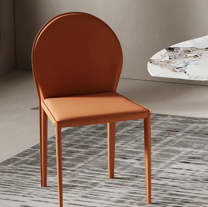 Minimalistische stijl stevige rugarmloze eetkamerstoel lederen eetkamerstoelen