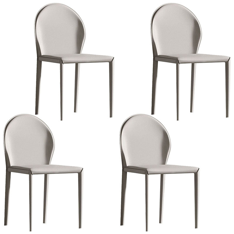 Minimalistische stijl stevige rugarmloze eetkamerstoel lederen eetkamerstoelen