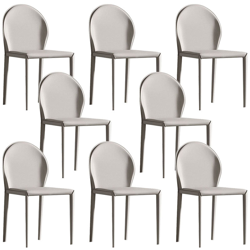 Minimalistische stijl stevige rugarmloze eetkamerstoel lederen eetkamerstoelen