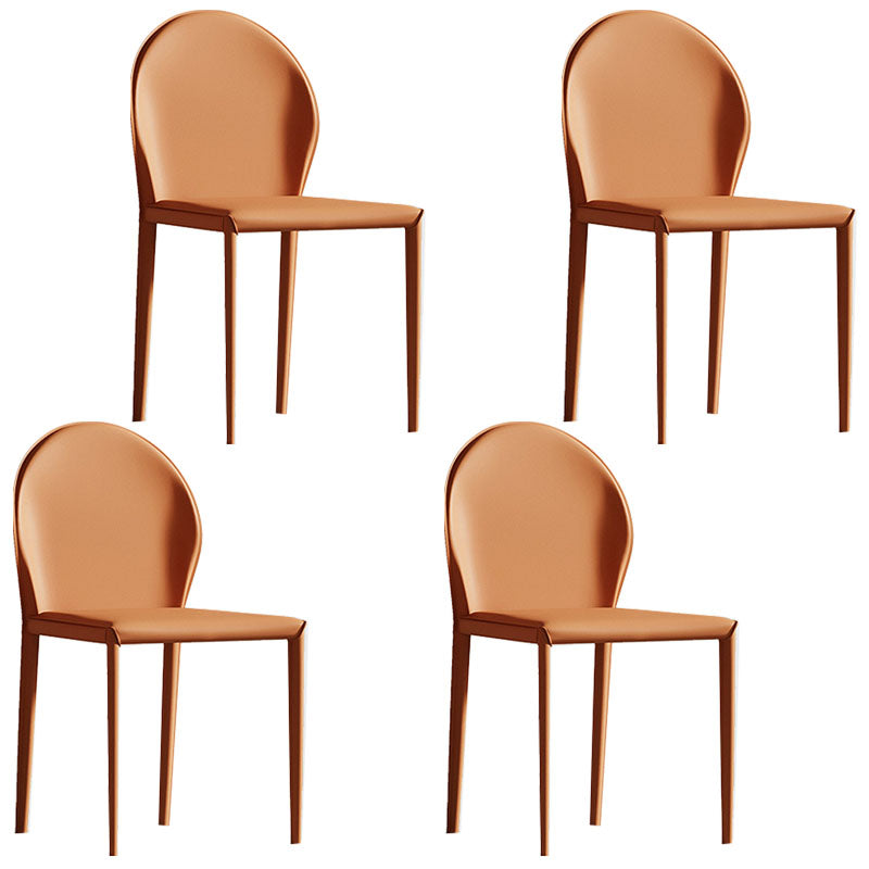 Minimalistische stijl stevige rugarmloze eetkamerstoel lederen eetkamerstoelen