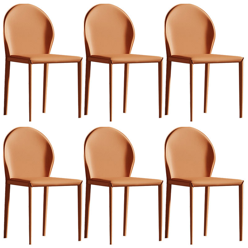 Minimalistische stijl stevige rugarmloze eetkamerstoel lederen eetkamerstoelen