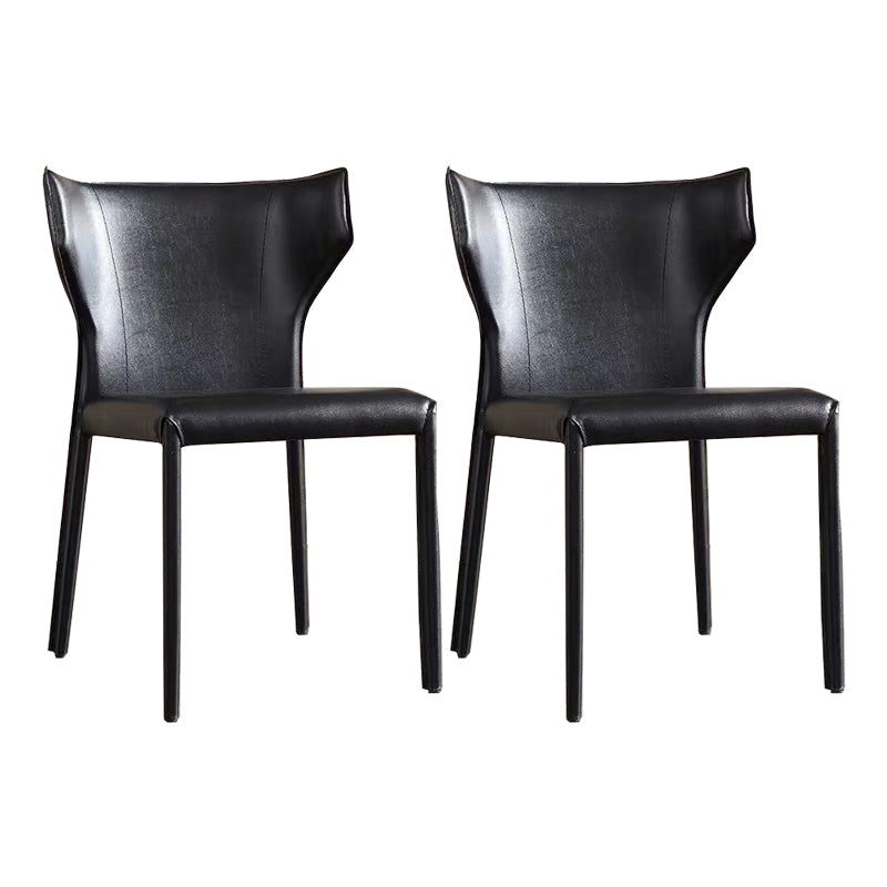 Contemporary Leather Dining Chair Wingback Side Chair for Restaurant Use Black 2 Piece Set Clearhalo 'Dining Chairs' 'Dining Tables & Seating' 'dining_chair' 'furn' 'furn_dining_chair' 'Furniture' 'Kitchen & Dining Furniture' 5192351