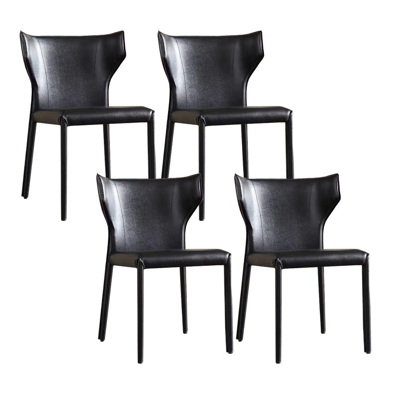 Contemporary Leather Dining Chair Wingback Side Chair for Restaurant Use Black 4 Piece Set Clearhalo 'Dining Chairs' 'Dining Tables & Seating' 'dining_chair' 'furn' 'furn_dining_chair' 'Furniture' 'Kitchen & Dining Furniture' 5192352