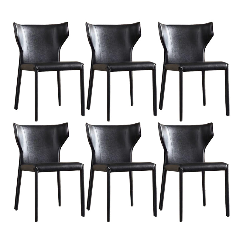 Contemporary Leather Dining Chair Wingback Side Chair for Restaurant Use Black 6 Piece Set Clearhalo 'Dining Chairs' 'Dining Tables & Seating' 'dining_chair' 'furn' 'furn_dining_chair' 'Furniture' 'Kitchen & Dining Furniture' 5192355