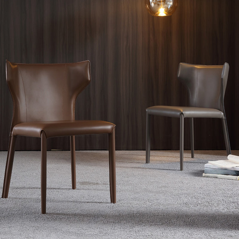 Contemporary Leather Dining Chair Wingback Side Chair for Restaurant Use Clearhalo 'Dining Chairs' 'Dining Tables & Seating' 'dining_chair' 'furn' 'furn_dining_chair' 'Furniture' 'Kitchen & Dining Furniture' 5192357