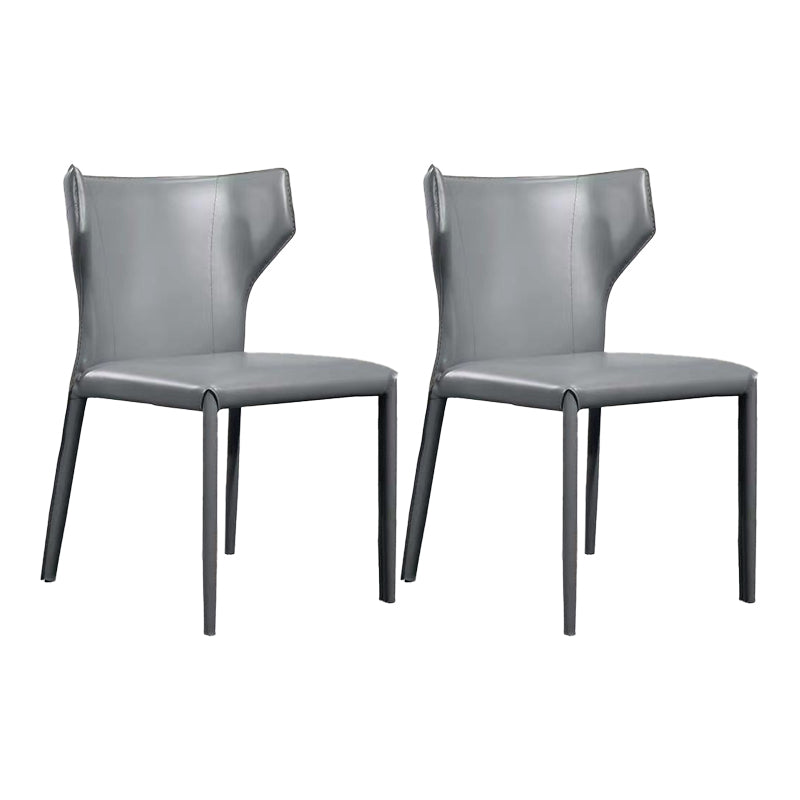 Contemporary Leather Dining Chair Wingback Side Chair for Restaurant Use Grey 2 Piece Set Clearhalo 'Dining Chairs' 'Dining Tables & Seating' 'dining_chair' 'furn' 'furn_dining_chair' 'Furniture' 'Kitchen & Dining Furniture' 5192358