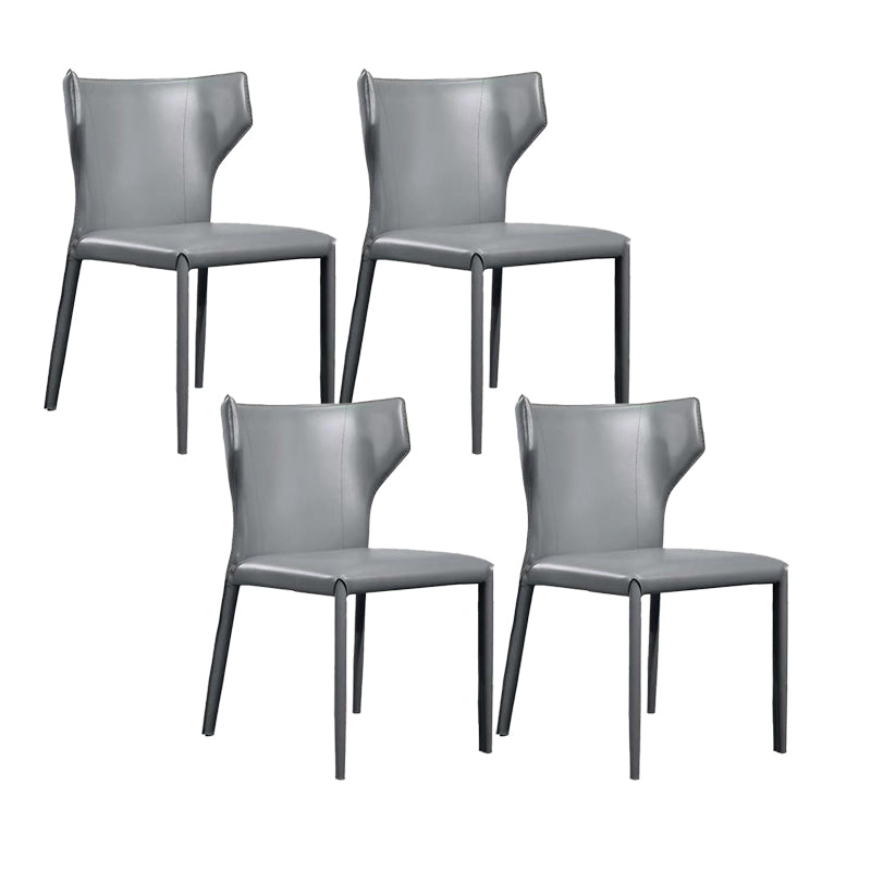 Contemporary Leather Dining Chair Wingback Side Chair for Restaurant Use Grey 4 Piece Set Clearhalo 'Dining Chairs' 'Dining Tables & Seating' 'dining_chair' 'furn' 'furn_dining_chair' 'Furniture' 'Kitchen & Dining Furniture' 5192361