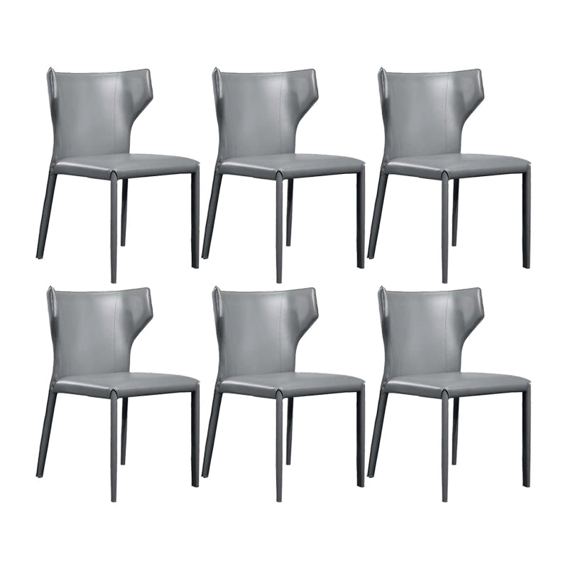 Contemporary Leather Dining Chair Wingback Side Chair for Restaurant Use Grey 6 Piece Set Clearhalo 'Dining Chairs' 'Dining Tables & Seating' 'dining_chair' 'furn' 'furn_dining_chair' 'Furniture' 'Kitchen & Dining Furniture' 5192363
