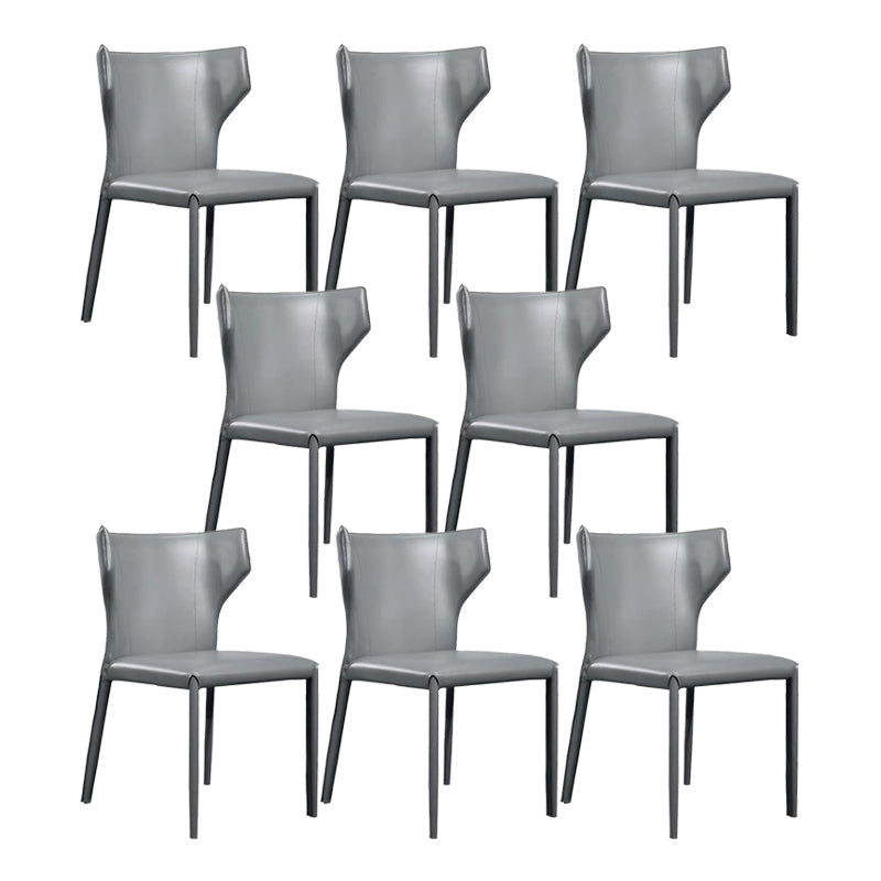 Contemporary Leather Dining Chair Wingback Side Chair for Restaurant Use Grey 8 Piece Set Clearhalo 'Dining Chairs' 'Dining Tables & Seating' 'dining_chair' 'furn' 'furn_dining_chair' 'Furniture' 'Kitchen & Dining Furniture' 5192364