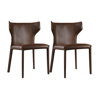 Contemporary Leather Dining Chair Wingback Side Chair for Restaurant Use Coffee 2 Piece Set Clearhalo 'Dining Chairs' 'Dining Tables & Seating' 'dining_chair' 'furn' 'furn_dining_chair' 'Furniture' 'Kitchen & Dining Furniture' 5192367