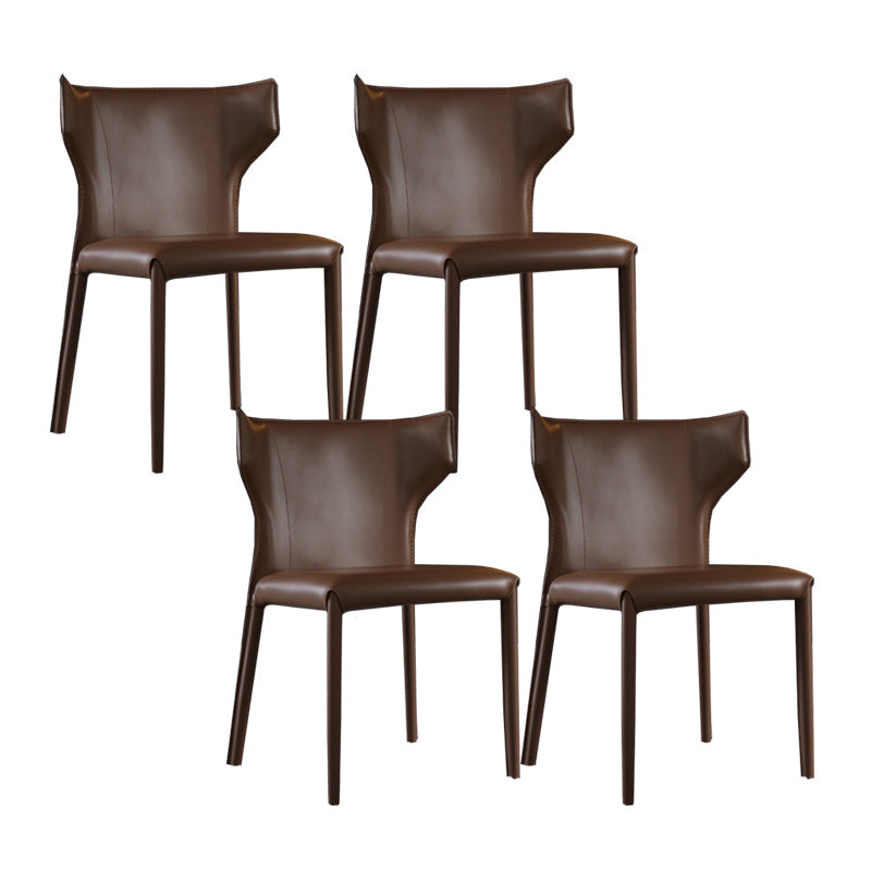 Contemporary Leather Dining Chair Wingback Side Chair for Restaurant Use Coffee 4 Piece Set Clearhalo 'Dining Chairs' 'Dining Tables & Seating' 'dining_chair' 'furn' 'furn_dining_chair' 'Furniture' 'Kitchen & Dining Furniture' 5192369