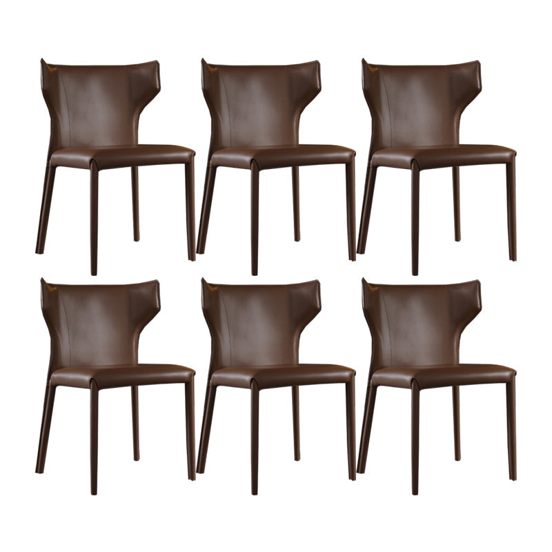 Contemporary Leather Dining Chair Wingback Side Chair for Restaurant Use Coffee 6 Piece Set Clearhalo 'Dining Chairs' 'Dining Tables & Seating' 'dining_chair' 'furn' 'furn_dining_chair' 'Furniture' 'Kitchen & Dining Furniture' 5192371