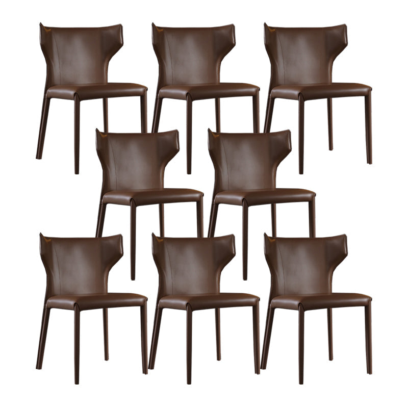 Contemporary Leather Dining Chair Wingback Side Chair for Restaurant Use Coffee 8 Piece Set Clearhalo 'Dining Chairs' 'Dining Tables & Seating' 'dining_chair' 'furn' 'furn_dining_chair' 'Furniture' 'Kitchen & Dining Furniture' 5192373