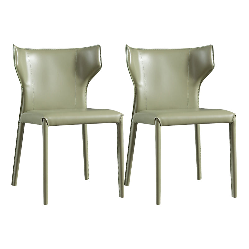 Contemporary Leather Dining Chair Wingback Side Chair for Restaurant Use Blackish Green 2 Piece Set Clearhalo 'Dining Chairs' 'Dining Tables & Seating' 'dining_chair' 'furn' 'furn_dining_chair' 'Furniture' 'Kitchen & Dining Furniture' 5192374