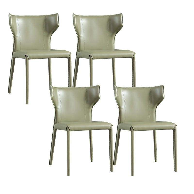 Contemporary Leather Dining Chair Wingback Side Chair for Restaurant Use Blackish Green 4 Piece Set Clearhalo 'Dining Chairs' 'Dining Tables & Seating' 'dining_chair' 'furn' 'furn_dining_chair' 'Furniture' 'Kitchen & Dining Furniture' 5192376