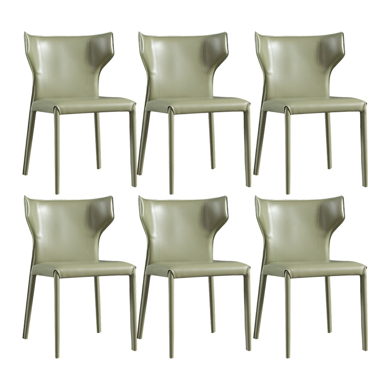 Contemporary Leather Dining Chair Wingback Side Chair for Restaurant Use Blackish Green 6 Piece Set Clearhalo 'Dining Chairs' 'Dining Tables & Seating' 'dining_chair' 'furn' 'furn_dining_chair' 'Furniture' 'Kitchen & Dining Furniture' 5192378