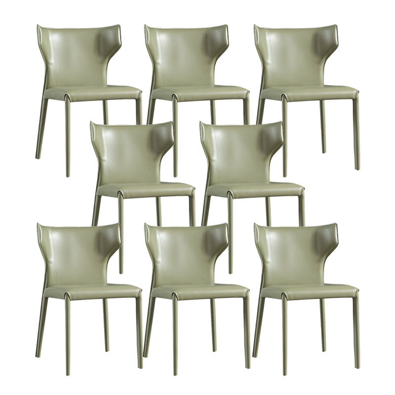 Contemporary Leather Dining Chair Wingback Side Chair for Restaurant Use Blackish Green 8 Piece Set Clearhalo 'Dining Chairs' 'Dining Tables & Seating' 'dining_chair' 'furn' 'furn_dining_chair' 'Furniture' 'Kitchen & Dining Furniture' 5192379