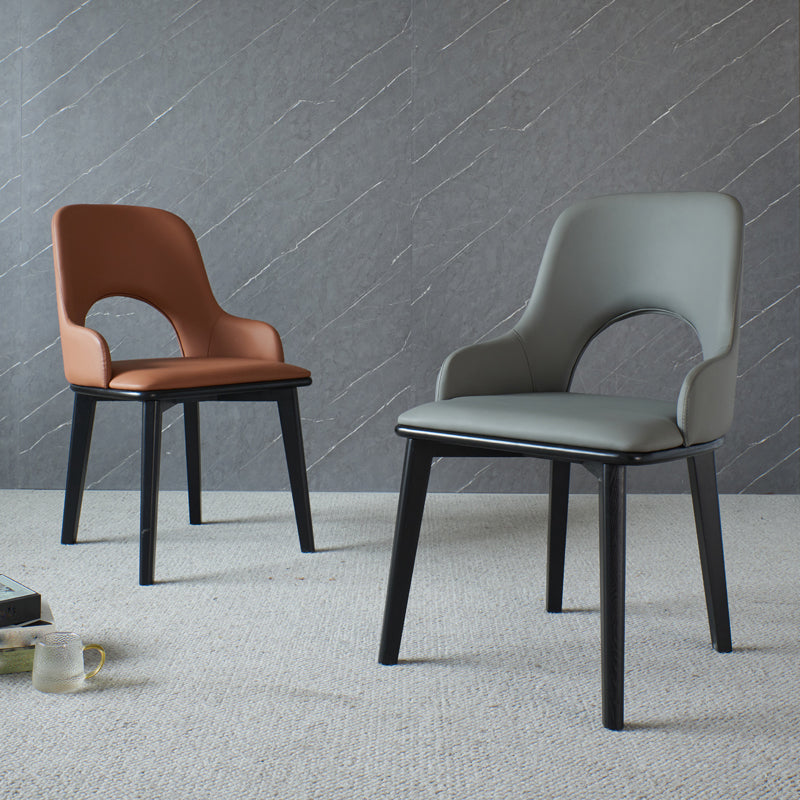 Contemporary PU Leather Dining Chairs Wood Arm Dining Chair for Home Use Clearhalo 'Dining Chairs' 'Dining Tables & Seating' 'dining_chair' 'furn' 'furn_dining_chair' 'Furniture' 'Kitchen & Dining Furniture' 5192383