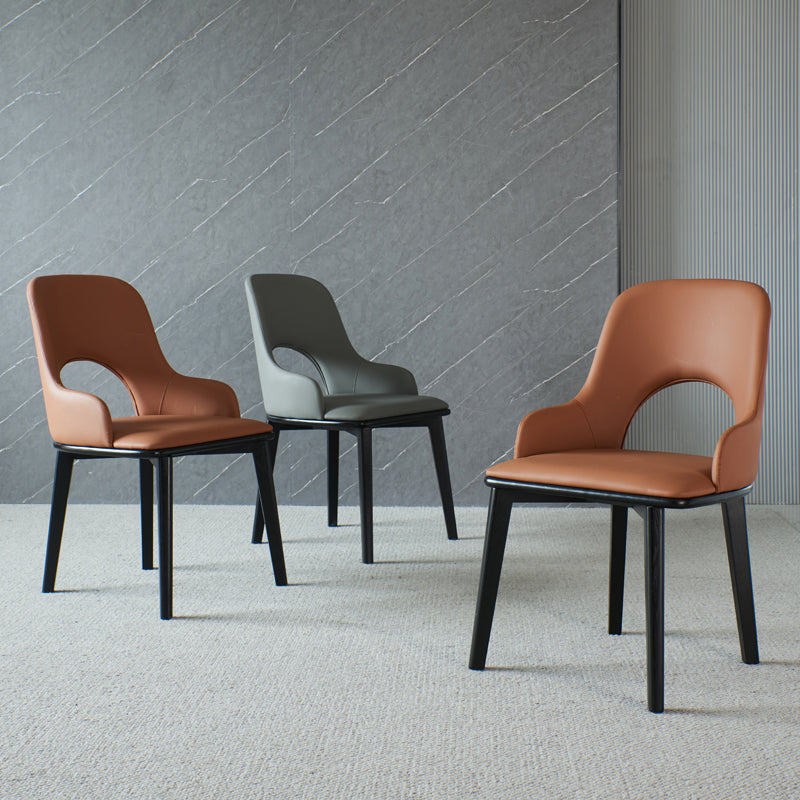 Contemporary PU Leather Dining Chairs Wood Arm Dining Chair for Home Use Clearhalo 'Dining Chairs' 'Dining Tables & Seating' 'dining_chair' 'furn' 'furn_dining_chair' 'Furniture' 'Kitchen & Dining Furniture' 5192385