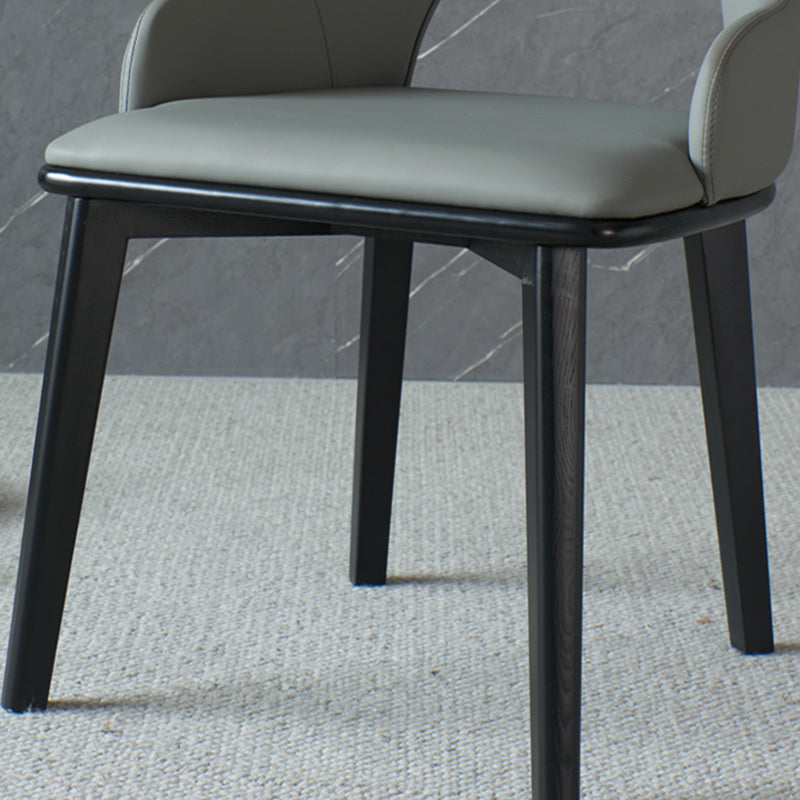 Contemporary PU Leather Dining Chairs Wood Arm Dining Chair for Home Use Clearhalo 'Dining Chairs' 'Dining Tables & Seating' 'dining_chair' 'furn' 'furn_dining_chair' 'Furniture' 'Kitchen & Dining Furniture' 5192397