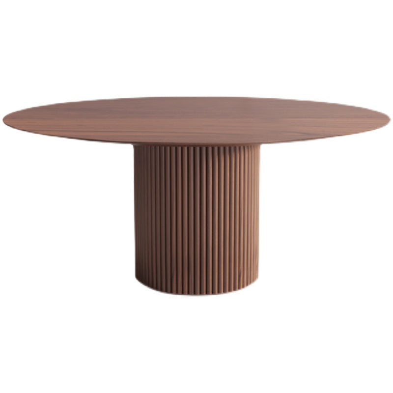 Solid Wood Home Dining Table Modern Round Dining Room Table with Pedestal Base Walnut Without Chairs Clearhalo 'Dining Tables & Seating' 'Dining Tables' 'dining_table' 'furn' 'furn_dining_table' 'Furniture' 'Kitchen & Dining Furniture' 5192435