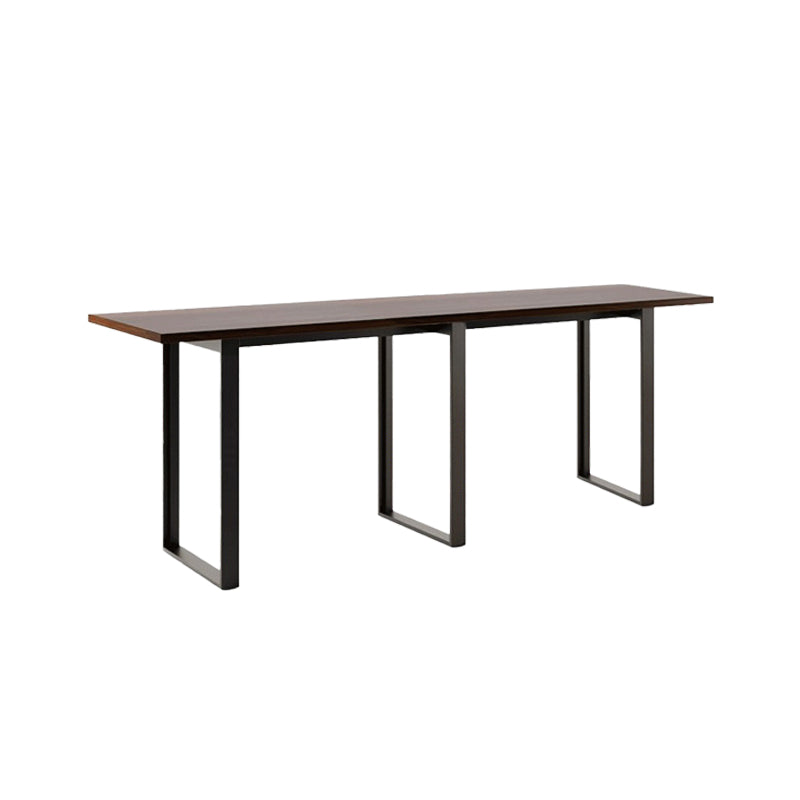Pine Wood Bar Dining Table Industrial Rectangle Bar Table with Sled Pedestal Walnut Without Chairs Clearhalo 'Bar Furniture' 'Bar Tables' 'bar_tables' 'furn' 'furn_bar_tables' 'Furniture' 'furniture_bar_tables' 'Kitchen & Dining Furniture' 5197990
