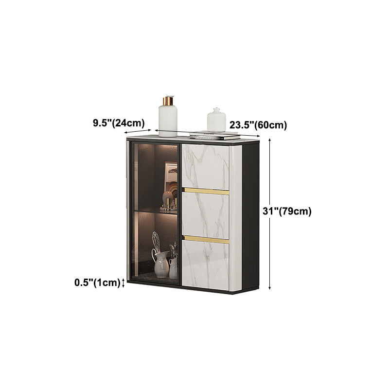 9.45"W Sideboard Contemporary Style Dining Server with 3 Drawers for Kitchen Dining Room Clearhalo 'buffet_sideboard' 'Buffets & Sideboards' 'furn' 'furn_buffet_sideboard' 'Furniture' 'Kitchen & Dining Furniture' 5202473