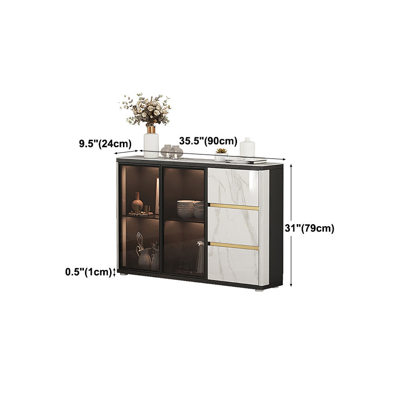 9.45"W Sideboard Contemporary Style Dining Server with 3 Drawers for Kitchen Dining Room Clearhalo 'buffet_sideboard' 'Buffets & Sideboards' 'furn' 'furn_buffet_sideboard' 'Furniture' 'Kitchen & Dining Furniture' 5202475