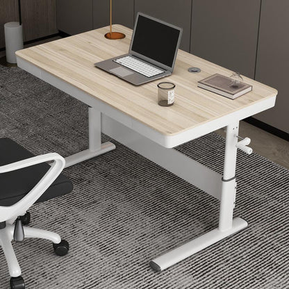 Contemporary Style Standing Desk Converter Metal Trestle Base Desk for Office Natural Clearhalo 'furn' 'furn_office_desk' 'Furniture' 'Office Desks' 'Office Furniture' 'office_desk' 5202516