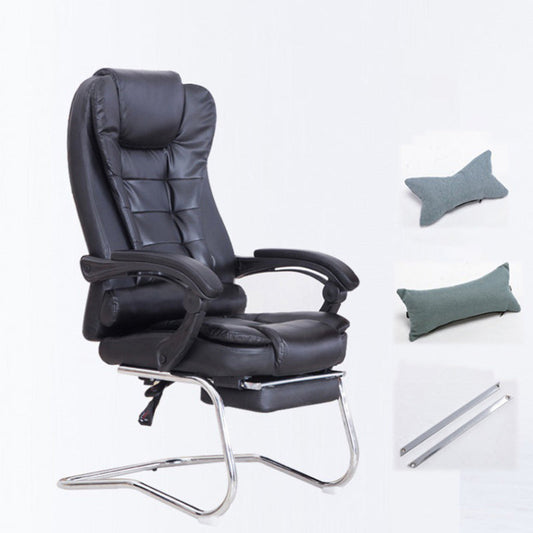 Modern Task Chair with Padded Arms Executive Desk Chair with High Back Black PU（Polyurethane）