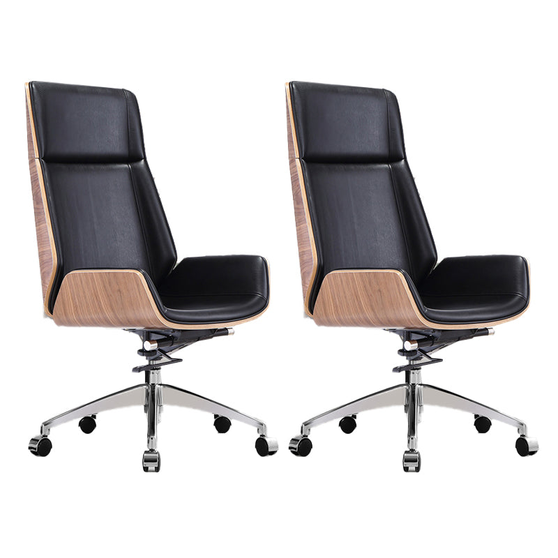 High Back Executive Chair Contemporary Armless Chair with Wheels Brown-Black 2 Piece Set Clearhalo 'furn' 'furn_office_chair' 'Furniture' 'Office Chairs' 'Office Furniture' 'office_chair' 5202711