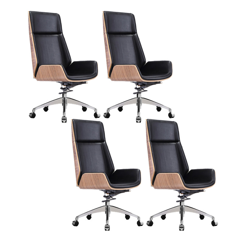 High Back Executive Chair Contemporary Armless Chair with Wheels Brown-Black 4 Piece Set Clearhalo 'furn' 'furn_office_chair' 'Furniture' 'Office Chairs' 'Office Furniture' 'office_chair' 5202713