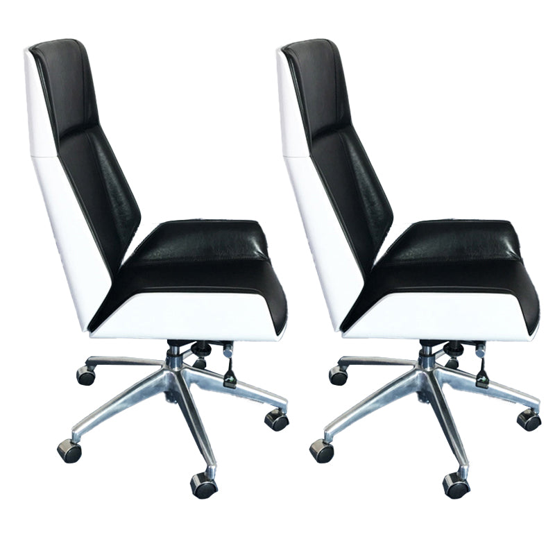 High Back Executive Chair Contemporary Armless Chair with Wheels Black White 2 Piece Set Clearhalo 'furn' 'furn_office_chair' 'Furniture' 'Office Chairs' 'Office Furniture' 'office_chair' 5202714