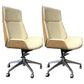 High Back Executive Chair Contemporary Armless Chair with Wheels Yellow-Brown 2 Piece Set Clearhalo 'furn' 'furn_office_chair' 'Furniture' 'Office Chairs' 'Office Furniture' 'office_chair' 5202718