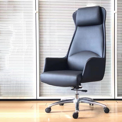 High Back Executive Office Chair Modern Faux Leather Task Chair with Swivel Black Clearhalo 'furn' 'furn_office_chair' 'Furniture' 'Office Chairs' 'Office Furniture' 'office_chair' 5202857