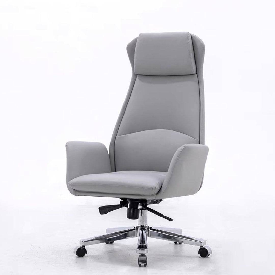 High Back Executive Office Chair Modern Faux Leather Task Chair with Swivel Grey Clearhalo 'furn' 'furn_office_chair' 'Furniture' 'Office Chairs' 'Office Furniture' 'office_chair' 5202858