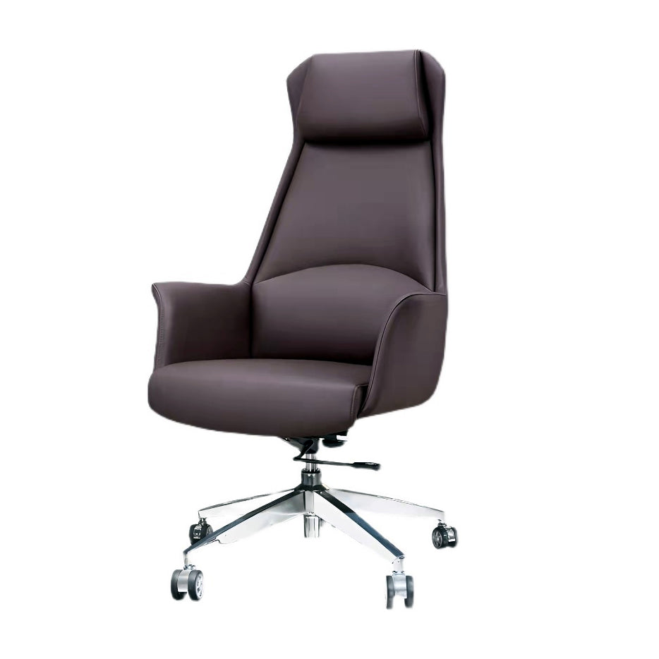 High Back Executive Office Chair Modern Faux Leather Task Chair with Swivel Coffee Clearhalo 'furn' 'furn_office_chair' 'Furniture' 'Office Chairs' 'Office Furniture' 'office_chair' 5202862