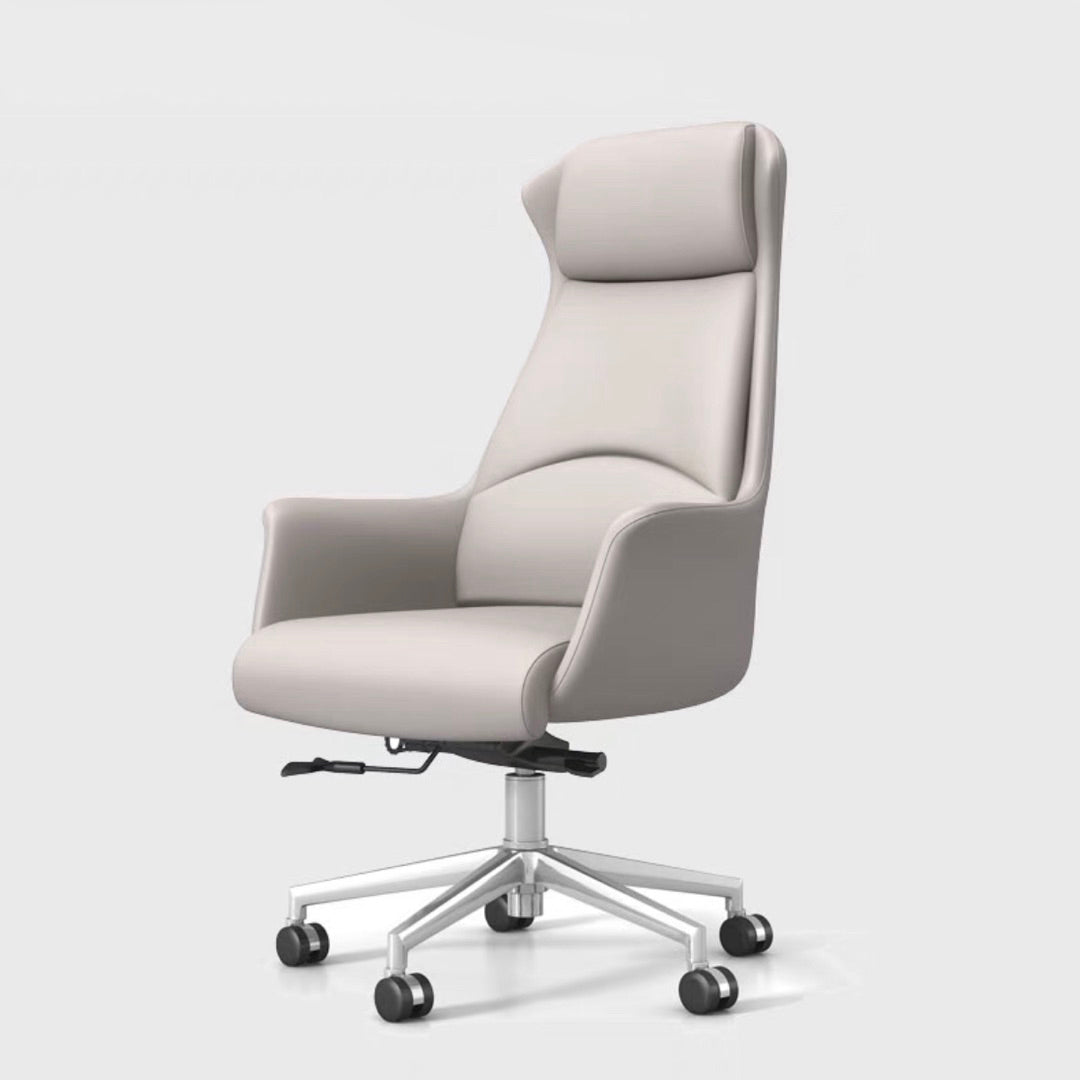 High Back Executive Office Chair Modern Faux Leather Task Chair with Swivel Cream Gray Clearhalo 'furn' 'furn_office_chair' 'Furniture' 'Office Chairs' 'Office Furniture' 'office_chair' 5202864