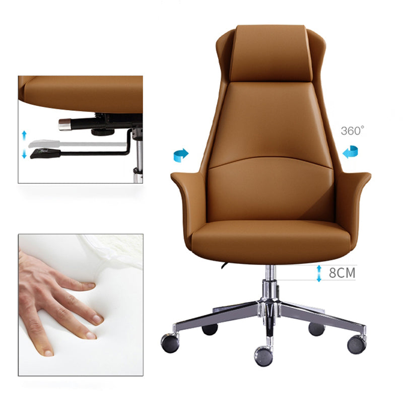 High Back Executive Office Chair Modern Faux Leather Task Chair with Swivel Clearhalo 'furn' 'furn_office_chair' 'Furniture' 'Office Chairs' 'Office Furniture' 'office_chair' 5202871